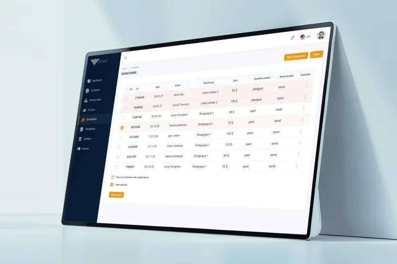 EMIH: development of a CRM system for accounting for parishioners, donations, and events