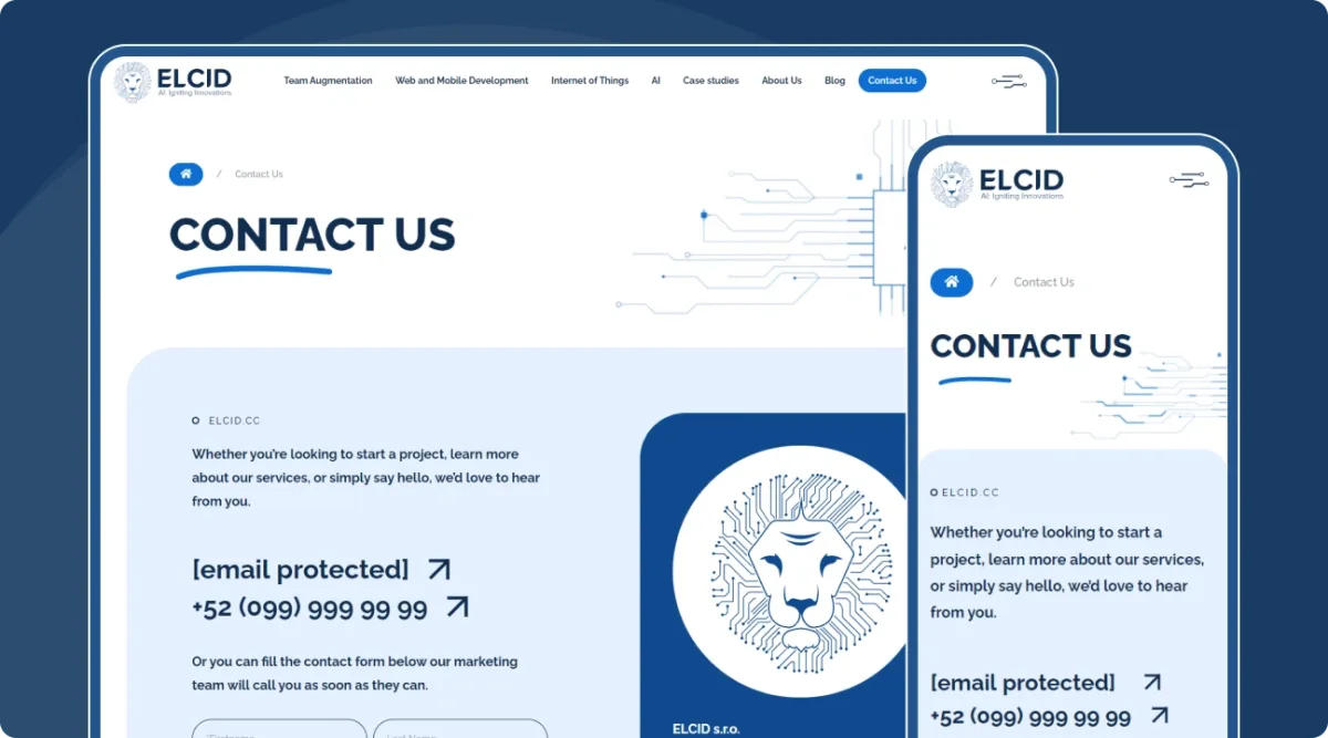 Development of the Contact us page