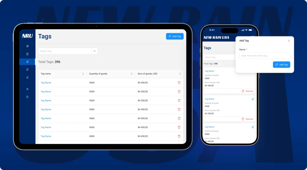 Development of a product tagging section