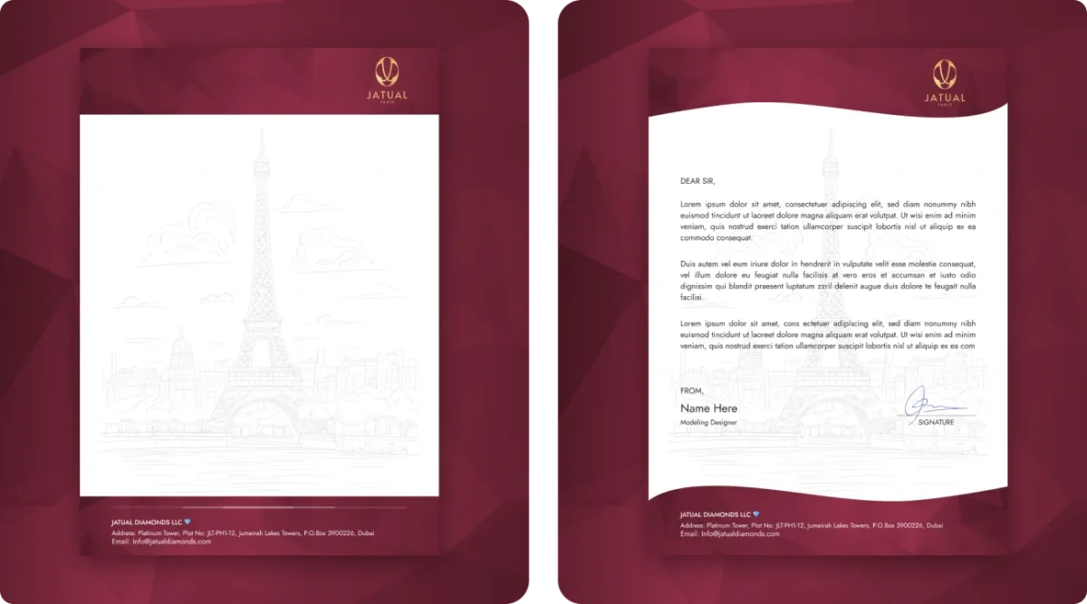 Jatual Paris: development of a logo and letterhead for the company