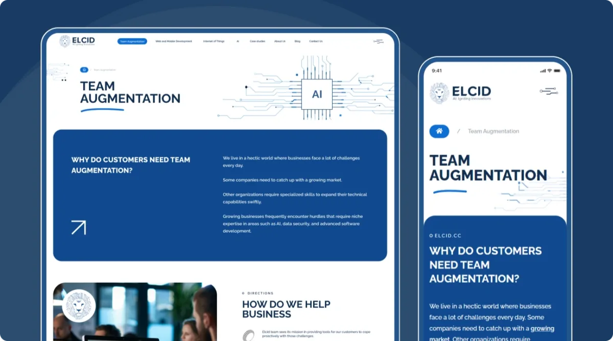 Development of a dedicated team service page