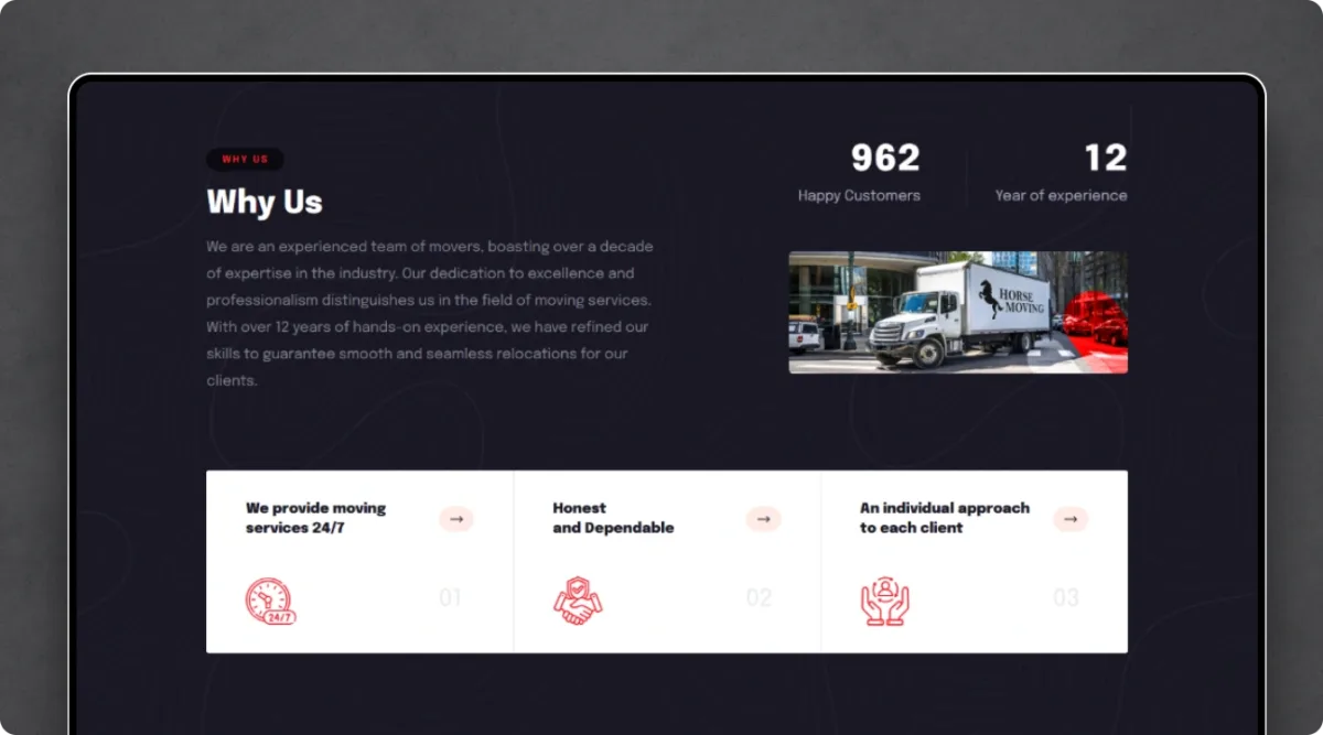 Development of the company's benefits screen