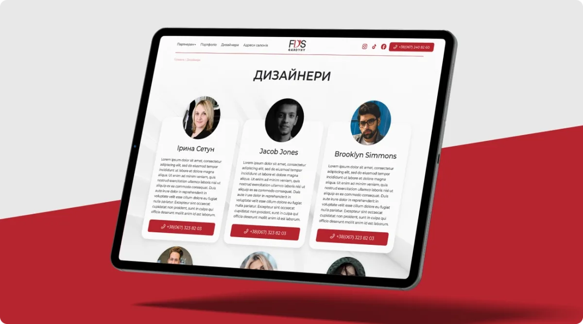 Designers' page development